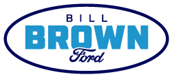 Bill Brown Ford dealership logo with blue text inside an oval shape